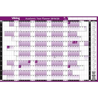 Viking Wall Mounted Academic Year Planner 2019, 2020 1 Year per page Landscape 91.5 x 61 cm