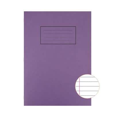 Silvine Exercise Book EX111 Purple Ruled A4 Pack of 10