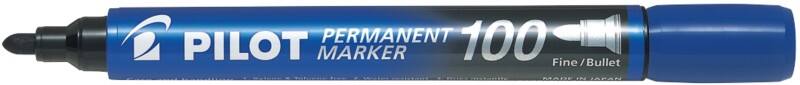 Pilot 100 Permanent Marker Fine Bullet  - 1 mm Blue Non Refillable Pack of 12