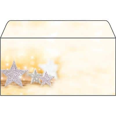 Sigel Christmas Envelopes Glitter Stars C5/6 90 gsm Beige, Silver Pack of 50