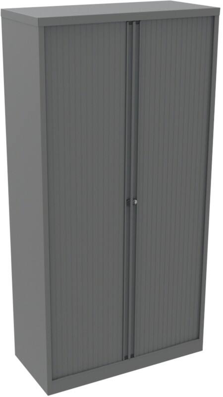 Bisley Tambour Cupboard Steel 4 Shelves Lockable 1,000 x 470 x 1,985 mm Grey