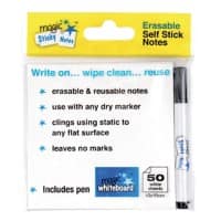 Magic White board white sticky notes 10 x 10cm with pen pack 50