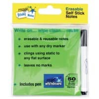 Magic White board green sticky notes 10 x 10cm with pen pack 50