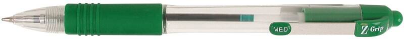 Zebra Z-Grip Retractable Ballpoint Pen Green 0.6 mm Medium Ballpoint Refillable Pack of 12