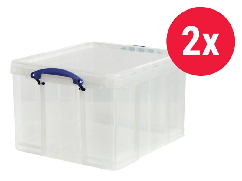 Really Useful Box Plastic Storage Box 42 L Transparent 44 x 52 x 31 cm Pack of 2