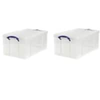 Really Useful Box Plastic Storage 64 Litre 440 x 710 x 310 mm Pack of 2