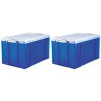 Really Useful Box Plastic Storage 84 Litre Blue 440 x 710 x 380 mm Pack of 2