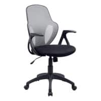 Realspace Office Chair Basic Tilt Mesh, Fabric Fixed Armrest Height-adjustable Seat Black, Grey 110 kg Austin