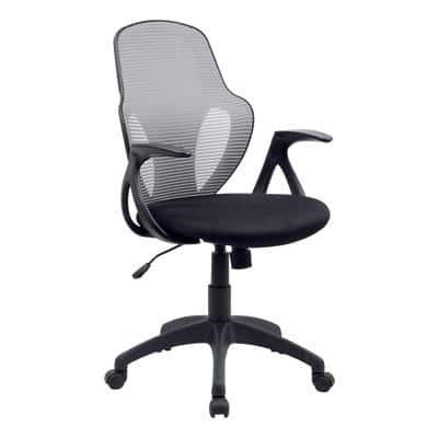 Realspace Basic Tilt Office Chair with Armrest and Adjustable Seat Austin Bonded Leather Grey