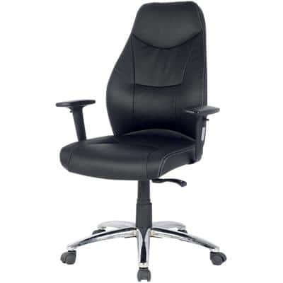 Realspace Synchro Tilt Executive Office Chair with 2D Armrest and Adjustable Seat Brent Bonded Leather Black