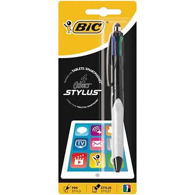 BIC 4 Colours Grip Pro Ballpoint Pen Black, Blue, Red, Green Medium 0.4 mm Refillable