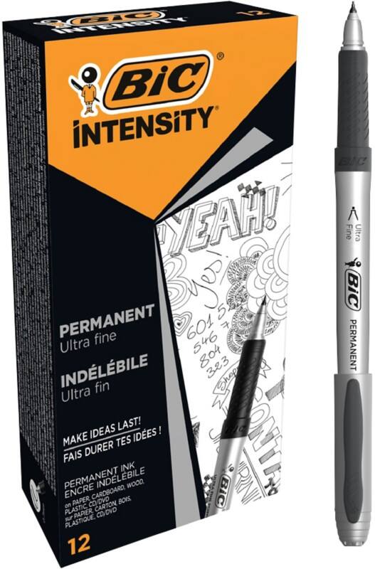 BIC Mark It Pen Fine Bullet  - 1 mm Black Non Refillable Pack of 12