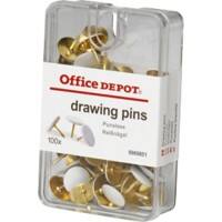 Office Depot Flat Drawing Pins White 10.5mm Pack of 100