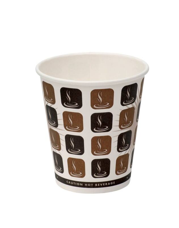 SEM Disposable Cups Paper 300ml Brown & White Pack of 50