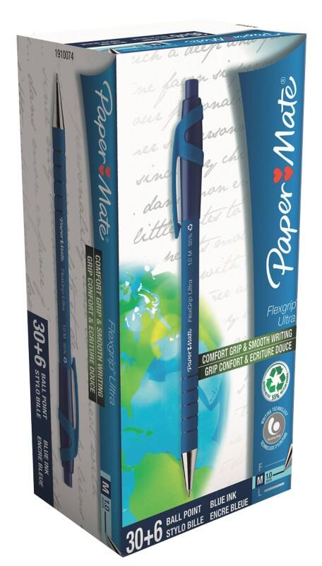 Papermate FlexGrip Ultra FlexGrip Ultra Retractable Ballpoint Pen Blue 1 mm Medium Ballpoint Non Refillable 3Pack of 6