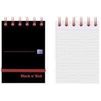 OXFORD Black n' Red A7 Wirebound Card Cover Notebook Ruled 140 Pages