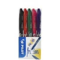 Pilot FriXion Erasable Rollerball Pens Medium 0.7 mm Black, Blue, Green, Violet, Pink Pack of 5