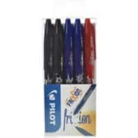 Pilot FriXion Ball non-retractable Rollerball Pen Assorted 0.35 mm Medium Refillable 50% Recycled Pack of 5