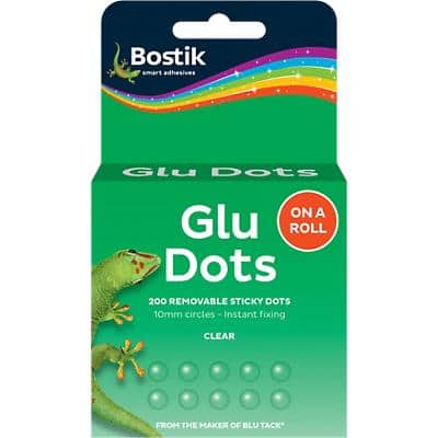 Bostik Glue Dots Roll Extra Strong Removable Clear Pack of 200