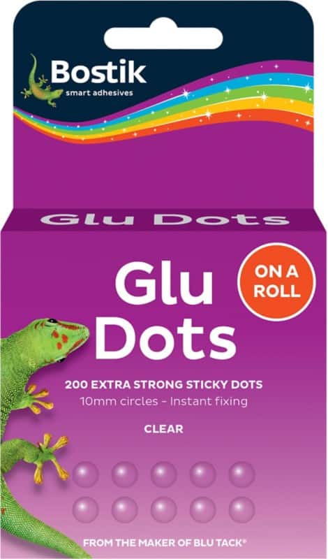 Bostik Glue Dots Roll Extra Strong Permanent Clear Pack of 200