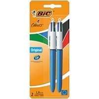 BIC 4 Colours 4 Colours retractable Ballpoint Pen Multicolour 0.4 mm Medium Ballpoint Refillable Pack of 2