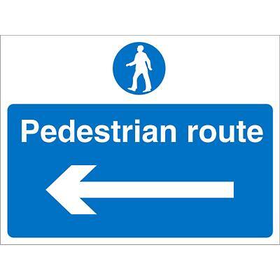Site Sign Pedestrian Route with Left Arrow Fluted Board 45 x 60 cm