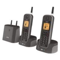 BT Elements 1K Twin Cordless Telephone Black, Silver Pack of 2