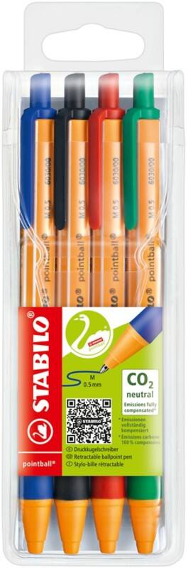 STABILO pointball Ballpoint Pen 0.5 mm Assorted Pack of 4