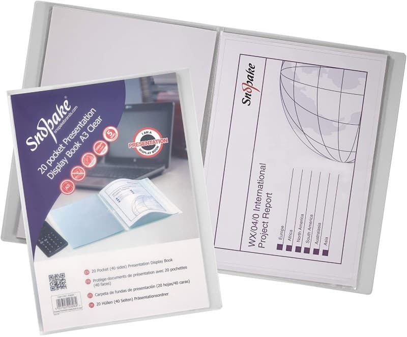 Snopake Superline 20 pocket A3 Presentation Folder 11953 Transparent 32.2 x 1.5 x 44 cm