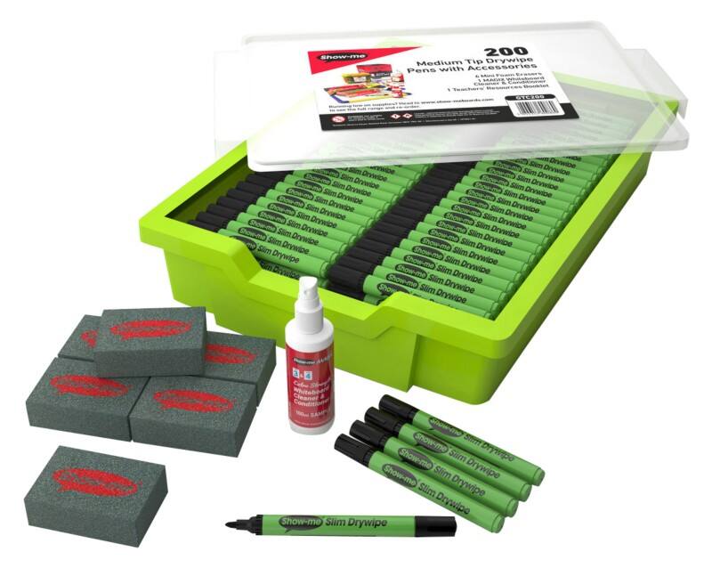 Show-me Drywipe Pen Black Medium Bullet  Pack of 200