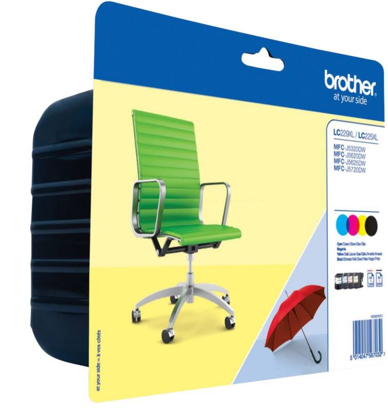 Brother LC-229XL Original Ink Cartridge Black, Cyan, Magenta, Yellow Pack of 4 Multipack