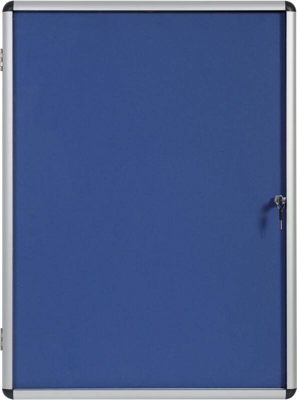 Bi-Office Enclore Indoor Lockable Notice Board Non Magnetic 9 x A4 Wall Mounted 72 (W) x 98.1 (H) cm Blue