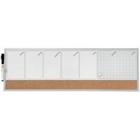 Nobo Small Wall Mountable Magnetic Whiteboard Weekly Planner 1903780 Lacquered Steel, Cork 585 x 190 mm White, Brown