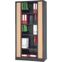 Realspace RS Pro Tambour Cupboard Steel 4 Lockable 1,000 x 450 x 1,980 mm Black, Brown