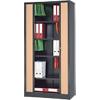 Realspace Tambour Cupboard Lockable with 4 Shelves Steel 1000 x 450 x 1980mm Black, Brown