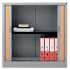 Realspace Tambour Cupboard Lockable with 1 Shelf Steel 1000 x 450 x 1000mm Silver & Beech