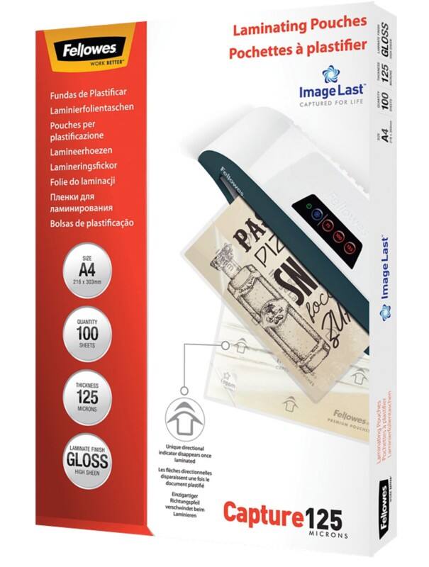 Fellowes Laminating Pouch 53074 Transparent A4 125 microns (2 x 125) 21.6 x 30.3 cm Pack of 100