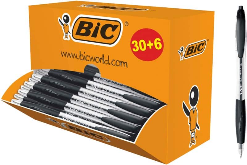 BIC Atlantis 0.4mm Black Pens, 36-Pack
