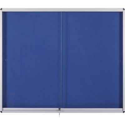Bi-Office Wall Mountable Lockable Noticeboard Exhibit Indoor 96.7 x 92.6cm Blue