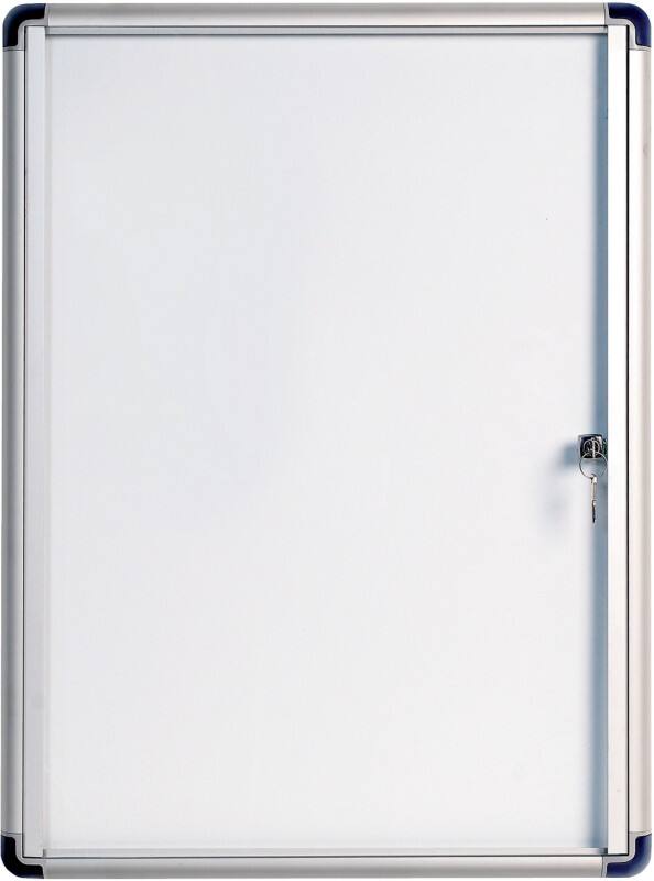 Bi-Office Enclore Indoor Budget Lockable Notice Board Magnetic 1 x A4 Wall Mounted Lockable Lacquered Steel 28.9 (W) x 37.9 (H) cm White
