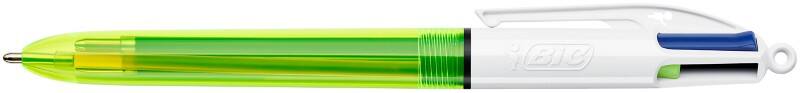 BIC 4 Colours Fluo Retractable Ballpoint Pen Multicolour 0.4 mm Medium Ballpoint Refillable