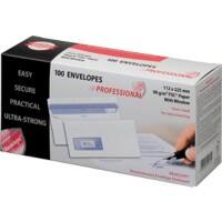 PROFESSIONAL DL Security Envelopes 225 x 112 mm Flap Window 90gsm White Pack of 100