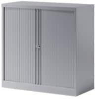 Bisley Tambour Cupboard Lockable with 1 Shelf Steel Essentials 1000 x 470 x 1000mm Silver