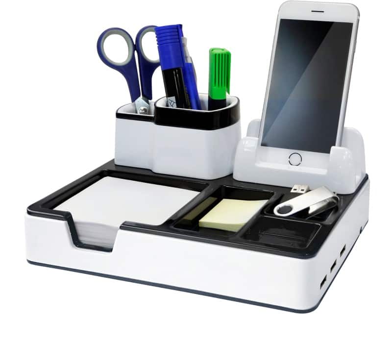 Monolith Desk Organiser Plastic Black White 21 7 X 18 7 X 9 6 Cm