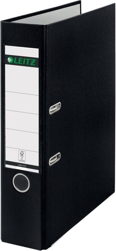 Leitz 180° Wide Lever Arch File A4, Foolscap 82 mm Black 2 Rings 1110 Polypropylene Smooth Portrait