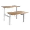 Elev8² Rectangular Sit Stand Back to Back Desk with Beech Coloured Melamine Top and White Frame 4 Legs Touch 1200 x 1650 x 675 - 1300 mm