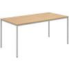Dams International Rectangular Meeting Room Table with Oak Coloured MFC Top and Silver Frame Flexi 1,600 x 800 x 725 mm