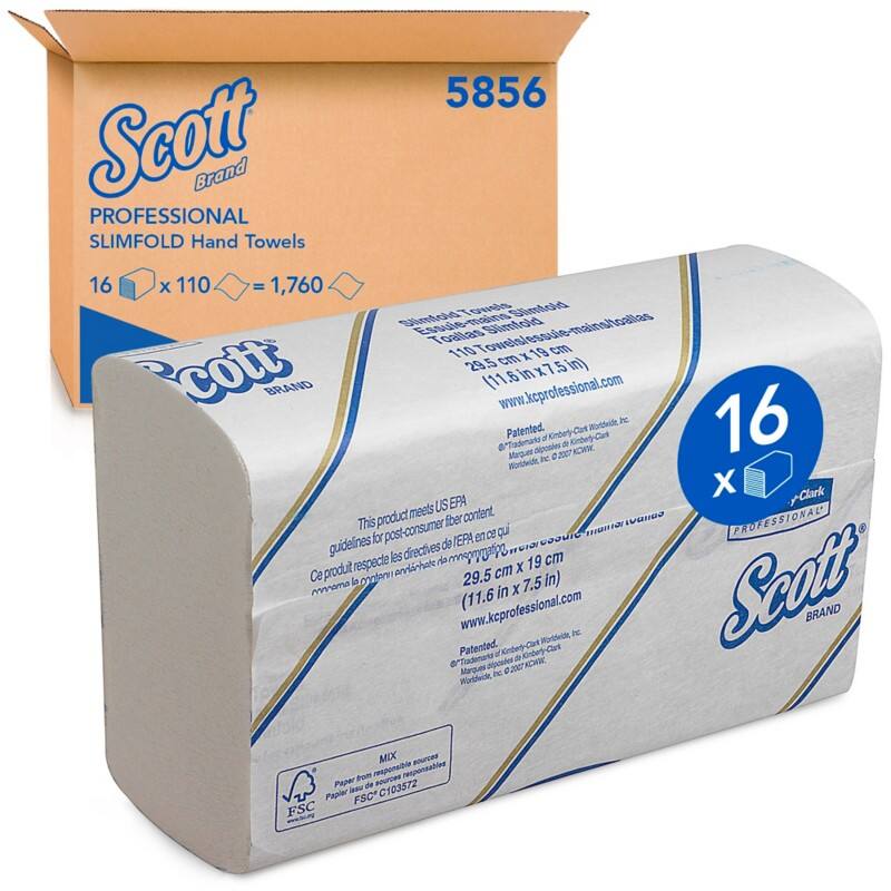 Scott Slimfold  Paper Hand Towels Z-fold White 1 Ply 5856 147 Sheets Pack of 12