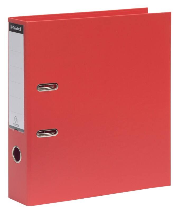 Guildhall Wide Lever Arch File A4 80 mm Red 2 Rings 7677965 Cardboard, PP (Polypropylene) Portrait