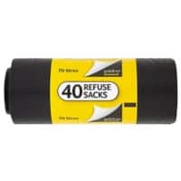 Polylina Light Duty Bin Bags 70 L Black PE (Polyethylene) 13 microns Pack of 40
